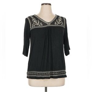 Simply Irresistible Embroidered Black Women's Top Size Large